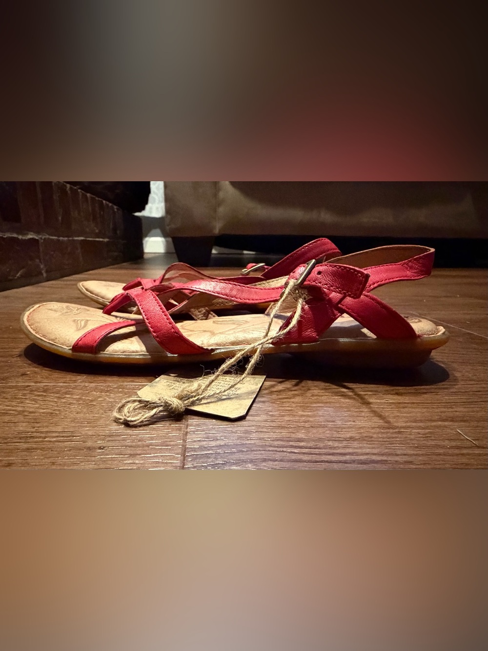 Born Red Leather Strappy Sandals
